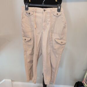 Riders by Lee Women's Beige Utility Cargo Capri Pants Drawstring Waist 12 M
